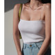 European and American slim-fit high-waist slim flat shoulder spaghetti straps knitted suspenders solid color sexy vest for women summer
