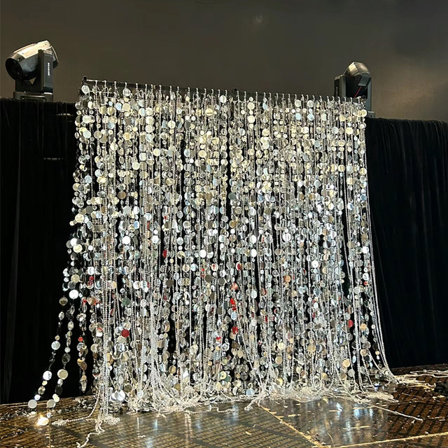 Silver sequin background cloth pendant Internet celebrity shop check-in decorative wall party birthday photo props holiday layout