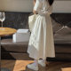 Homemade sweet Japanese white high -waisted skirt female summer French literary student work style mid -length A -line skirt