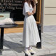 Homemade sweet Japanese white high -waisted skirt female summer French literary student work style mid -length A -line skirt