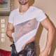 European and American sexy men's leather jumpsuit bag separate thin transparent tight tight thong jumpsuit men