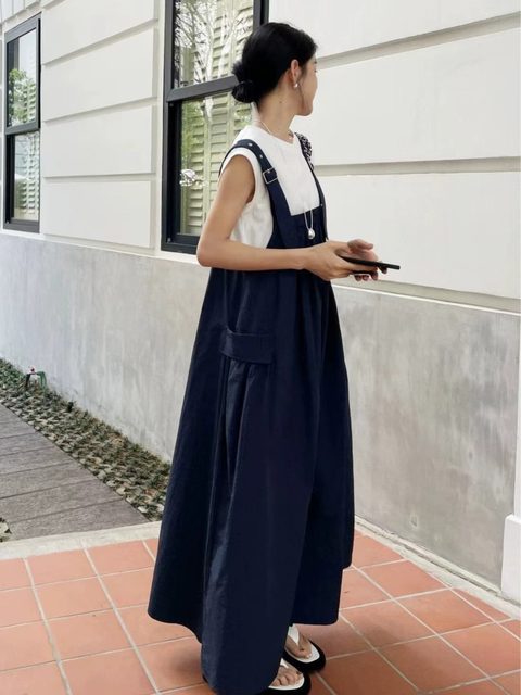 Sleeveless versatile strap skirt 2024 new women's spring and summer new style loose suspender dress

