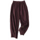 New summer 2024 solid color cotton and linen harem pants for women, slim and versatile elastic waist embroidered loose casual cropped pants