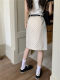 White polka dot skirt pear-shaped body high waist mid-length skirt large size A-line skirt covering hips mid-skirt making it look slim and hip-packing skirt
