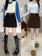 Large -size woolen A -shaped skirt Women's autumn and winter new high -waisted one -step hip skirt to prevent light and cover meat versatile skirt