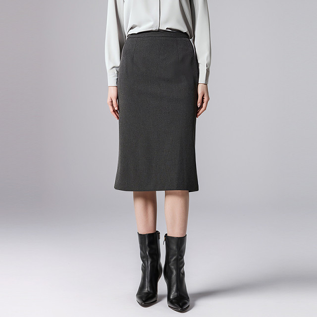Lusi Belle's new mid-length skirt commuting high waist slim straight women's skirt black professional hip long skirt
