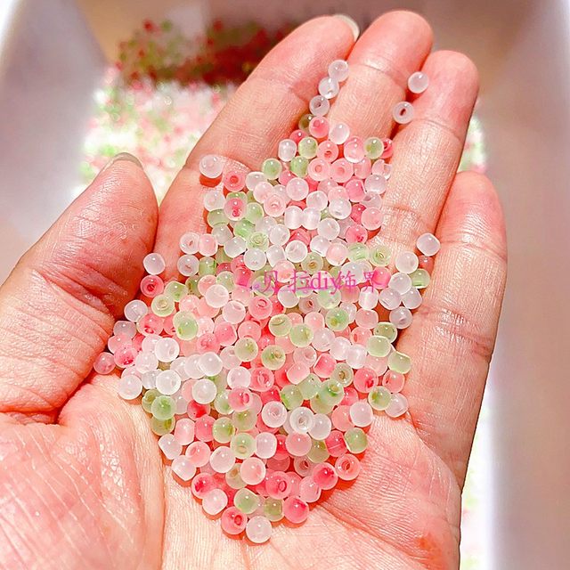 New 4mm ice-transparent jade ice-type glass rice beads Handmade DIY beads loose bead bracelet necklace accessories materials