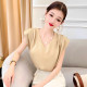 Design-slim solid color V-neck acetate satin shirt women's sleeveless vest vest vest temperament shirt top