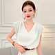 Design-slim solid color V-neck acetate satin shirt women's sleeveless vest vest vest temperament shirt top