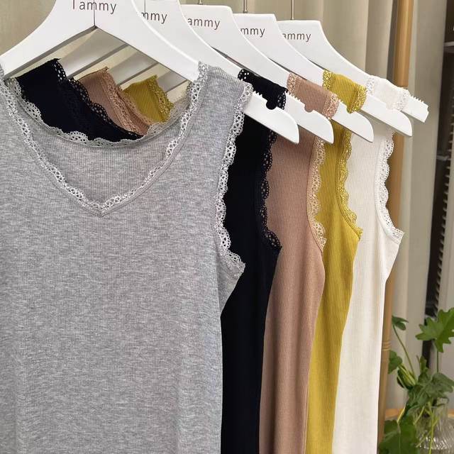 Modal 2025 spring high elastic vest for women knitted thread suspender lace edge large size slim fit inner base shirt
