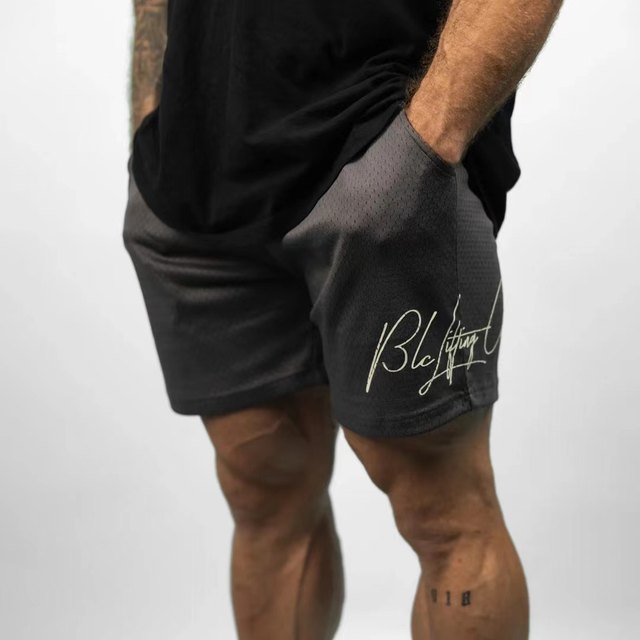 cBoChris Fitness Exercise Training Quick Dry Mesh Shorts Men and Women American Breathable Wound Four-Finish Shorts