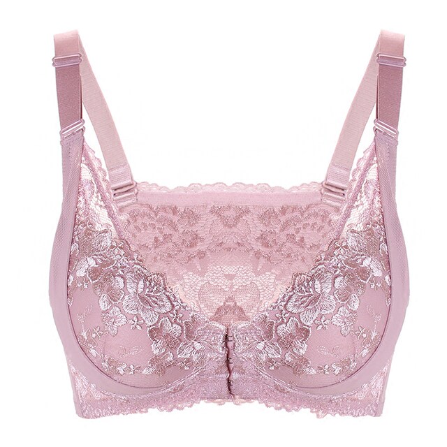 Lace sexy thin underwear front buckle no steel circle large -size bras, gathered and integrated beauty vest fat mm bra
