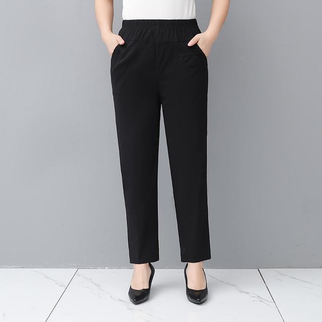Mom's nine-point pants women's summer thin middle-aged pants women's high-waisted loose summer straight pants middle-aged women's pants