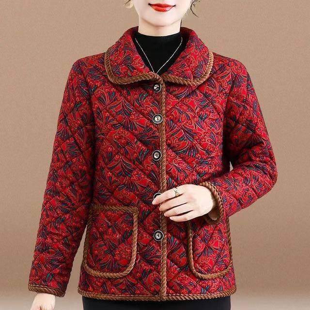 Mother's clothing, autumn and winter velvet cotton coat, middle-aged and elderly women's clothing, short style, warm lining, light and thin cotton-padded jacket