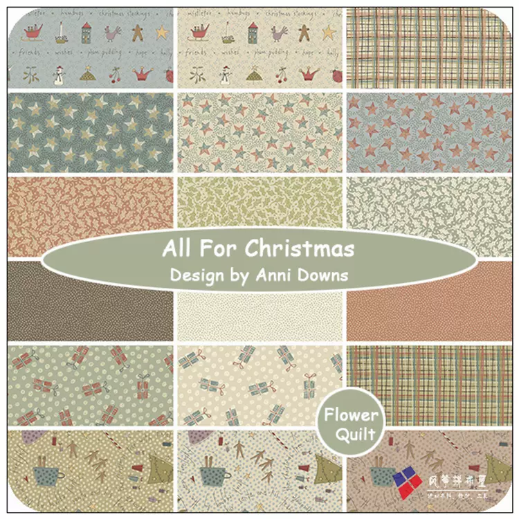 特价 美国henry Glass印花布组anni Downs设计all For Christmas