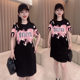 European dress for women 2025 summer new style goddess large size slim and fashionable casual printed short-sleeved T-skirt