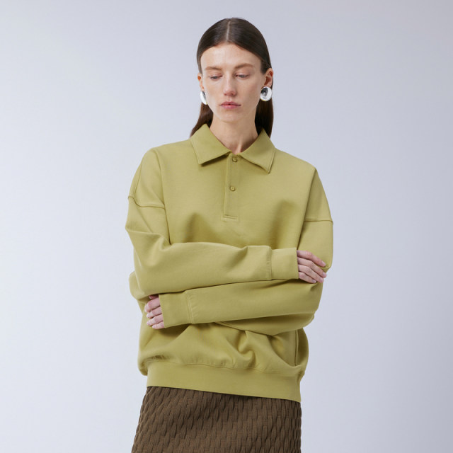 JNBY/Jiangnan Buyi Spring Comfortable Sweatshirt POLO Collar Loose Pullover Top Cotton Air Layer Simple Commuter