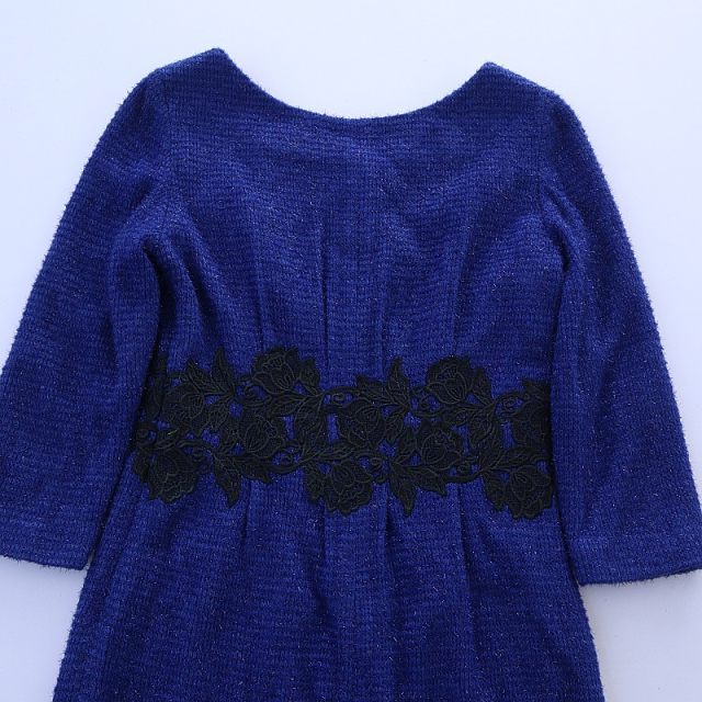 Spring and Autumn New Women's Round Neck and Clipart Sleeve Glitter Silk Knitted Dress Slim Back Zipper Pullover Mid Skirt A16
