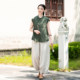Tennis linen shirt for women in summer stand-up collar sleeveless shirt retro Chinese style short-sleeved loose large size new Chinese top