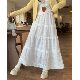 Xiaojijia large size women's spring new sweet white cake skirt lace spliced ​​hook flower a-line skirt skirt
