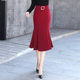 New hip-pack fishtail skirt long 2025 spring and autumn skirt women Korean style ruffle long skirt large size women's clothing