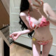 European and American sexy hotties bikini three-piece set with small breasts gathered and slim skirt style split swimsuit seaside resort hot spring
