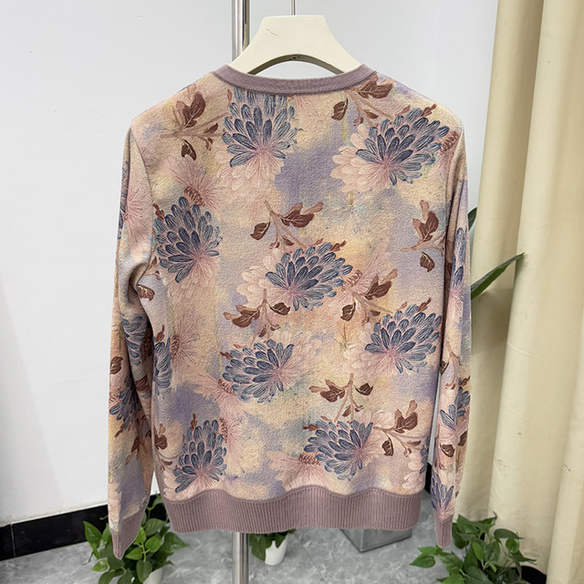 Fashionable mother autumn clothes round neck knitted top long sleeve T-shirt 2025 new mother-in-law clothes middle-aged and elderly base shirt for women