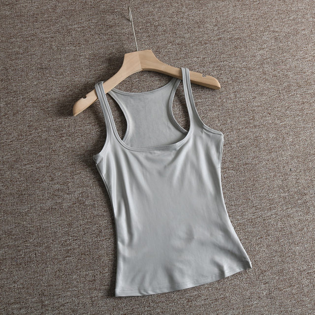 
ins European and American bloggers are pure and sexy sexy imitation patent leather slim square collar I-shaped base vest women