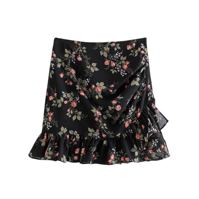 Floral skirt for women with large size chiffon skirts for fashionable short skirts for belly and ruffle edges for hips for summer