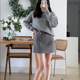 Gray high waist thin hair Model skirt women's autumn and winter A -line skirt temperament large size anti -free light skirt
