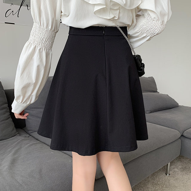 Boxer skirt female black suit umbrella skirt pocket vertical A -line skirt large size fluffy pleated skirt anti -light skirt
