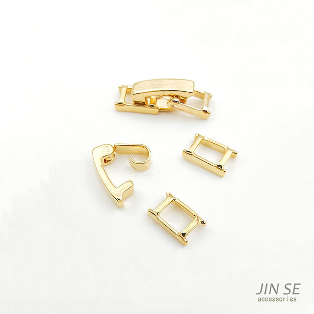 Real gold color-protecting link buckle three-piece set bracelet necklace zircon chain buckle belt buckle diy jewelry accessories