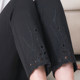 Fashionable nine-point pants high-waisted large-size mother pants slim and slim white stretch middle-aged and elderly women's pants summer thin diamond-inlay
