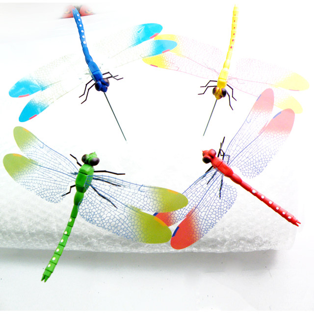 Simulated dragonfly lawn pot with pole planting creative wedding home outdoor gardening dance photography props