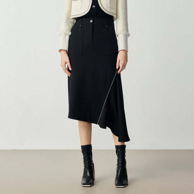 HGENTEEL Lotus Women's Clothing Asymmetrical and Neat Straight Cool Skirt GCD35700560
