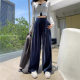 Gold velvet wide-leg pants for women 2025 spring Korean lazy style draped feeling loose straight floor velvet pants for women
