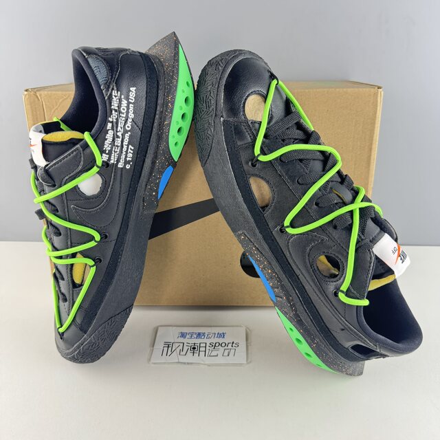 Nike Blazer OffWhite OW joint brand black and green men and women deconstructed casual shoes DH7863-001