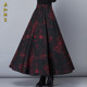New versatile printed large long skirt for autumn and winter, high waist A-line skirt mid-length large-size winter skirt for women