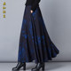New versatile printed large long skirt for autumn and winter, high waist A-line skirt mid-length large-size winter skirt for women
