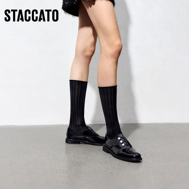 Sijiatu 2025 new British style retro oxford shoes thick heel black leather shoes women's shoes J5310AM5