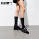 Sijiatu 2025 new British style retro oxford shoes thick heel black leather shoes women's shoes J5310AM5