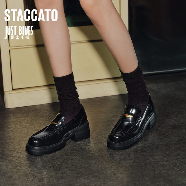 Yang Mi's same style as Sijiatu 2025 new Little Seagull Jazz Loafers Thick-soled Small Leather Shoes EEZ22CA5