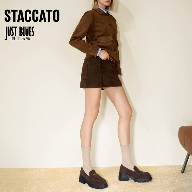 Yang Mi's same style as Sijiatu 2025 new Little Seagull Jazz Loafers Thick-soled Small Leather Shoes EEZ22CA5