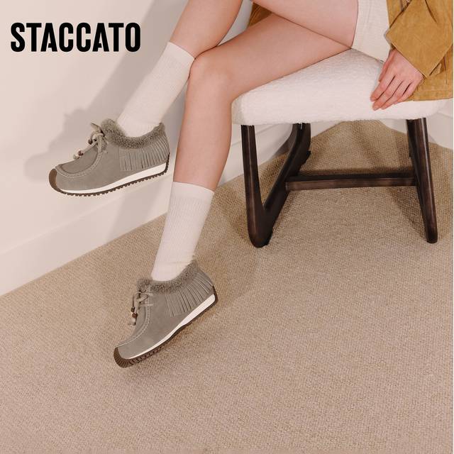 Scatto 2025 new winter retro furry shoes plus velvet warm deep-mouth shoes flat shoes women's shoes J2575DM5