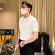Unique little bee embroidered lapel slim t-shirt polo shirt men's new summer ice silk sweater men's short sleeves