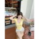 
Anne's afternoon~ Pure slim yellow large U-neck round neck short short-sleeved T-shirt