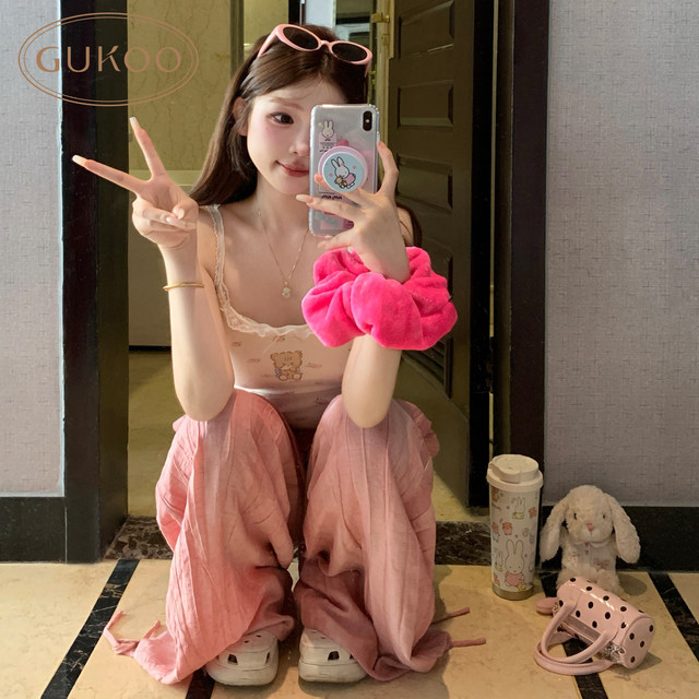 Gukoo/Fruit Shell Women's Vest Summer Mikko Co-branded New Style Lace-edged Vest with Chest Pad