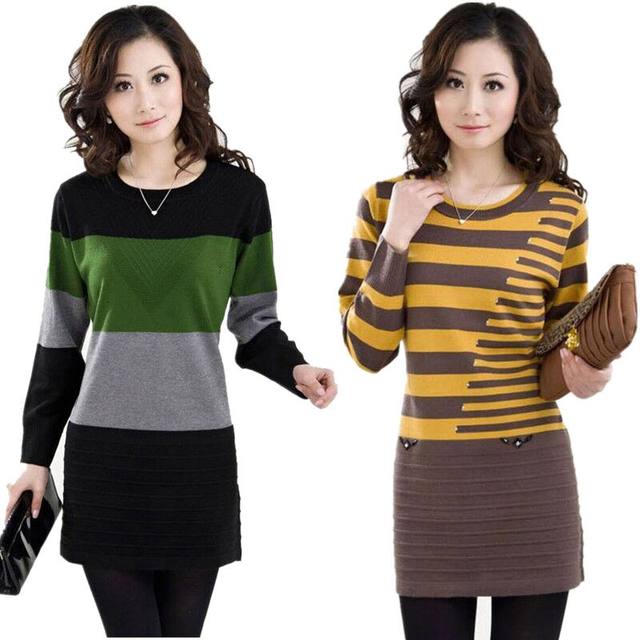 Spring and autumn middle-aged mother's clothing large size sweater middle-aged and elderly round neck pullover mid-length sweater long-sleeved bottoming shirt for women