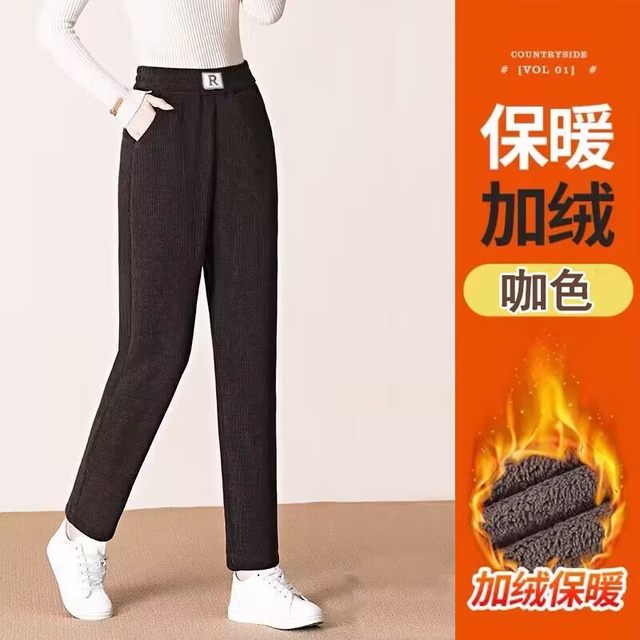 Chenille plus velvet pants for women to wear outside in winter 2025 new harem pants loose and thickened mom casual pants for women