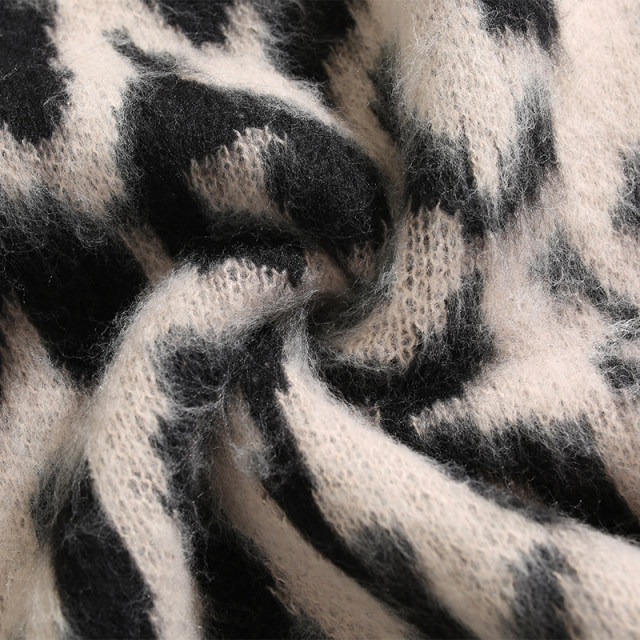 BOYUE Boyue imitation mink hair niche design leopard print sweater American fashion brand fashion casual sweater men and women